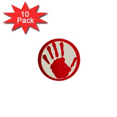 Bloody Handprint Stop Emob Sign Red Circle 1  Mini Buttons (10 Pack)  by Mariart