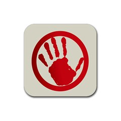 Bloody Handprint Stop Emob Sign Red Circle Rubber Coaster (square)  by Mariart