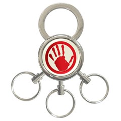 Bloody Handprint Stop Emob Sign Red Circle 3-ring Key Chains