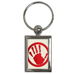 Bloody Handprint Stop Emob Sign Red Circle Key Chains (rectangle) 