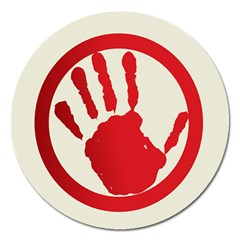 Bloody Handprint Stop Emob Sign Red Circle Magnet 5  (round) by Mariart