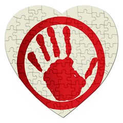 Bloody Handprint Stop Emob Sign Red Circle Jigsaw Puzzle (heart) by Mariart