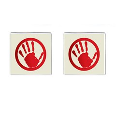 Bloody Handprint Stop Emob Sign Red Circle Cufflinks (square) by Mariart