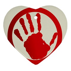 Bloody Handprint Stop Emob Sign Red Circle Heart Ornament (two Sides) by Mariart