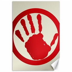 Bloody Handprint Stop Emob Sign Red Circle Canvas 12  X 18   by Mariart