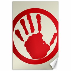 Bloody Handprint Stop Emob Sign Red Circle Canvas 24  X 36  by Mariart