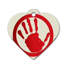 Bloody Handprint Stop Emob Sign Red Circle Dog Tag Heart (two Sides) by Mariart