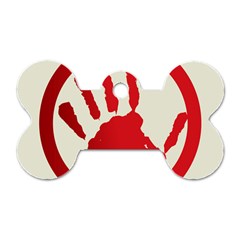 Bloody Handprint Stop Emob Sign Red Circle Dog Tag Bone (two Sides) by Mariart