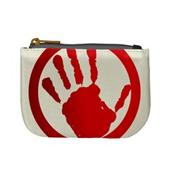 Bloody Handprint Stop Emob Sign Red Circle Mini Coin Purses