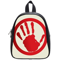 Bloody Handprint Stop Emob Sign Red Circle School Bags (small)  by Mariart