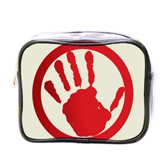 Bloody Handprint Stop Emob Sign Red Circle Mini Toiletries Bags by Mariart