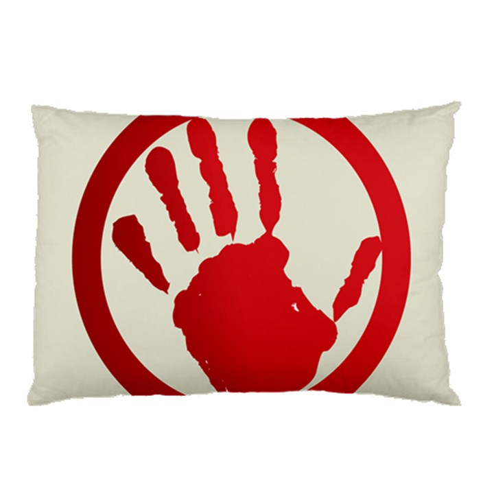 Bloody Handprint Stop Emob Sign Red Circle Pillow Case (Two Sides)