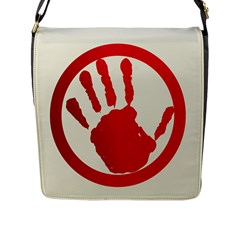 Bloody Handprint Stop Emob Sign Red Circle Flap Messenger Bag (l)  by Mariart