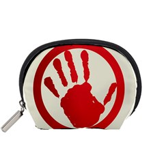 Bloody Handprint Stop Emob Sign Red Circle Accessory Pouches (small)  by Mariart