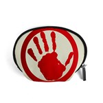 Bloody Handprint Stop Emob Sign Red Circle Accessory Pouches (Small)  Front