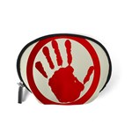 Bloody Handprint Stop Emob Sign Red Circle Accessory Pouches (Small)  Back