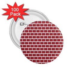 Brick Line Red White 2 25  Buttons (100 Pack)  by Mariart