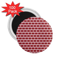 Brick Line Red White 2 25  Magnets (100 Pack)  by Mariart