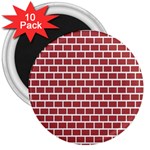 Brick Line Red White 3  Magnets (10 pack)  Front