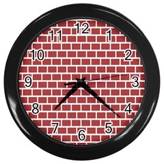 Brick Line Red White Wall Clocks (black) by Mariart