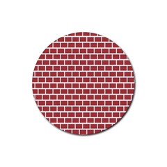 Brick Line Red White Rubber Round Coaster (4 Pack)  by Mariart