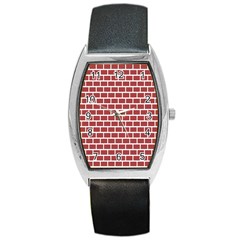 Brick Line Red White Barrel Style Metal Watch by Mariart