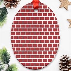 Brick Line Red White Oval Ornament (two Sides) by Mariart