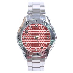 Brick Line Red White Stainless Steel Analogue Watch by Mariart