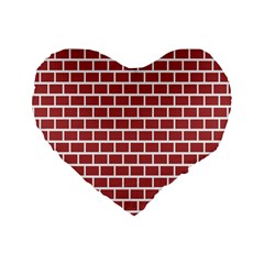 Brick Line Red White Standard 16  Premium Heart Shape Cushions by Mariart