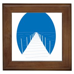 Bridge Sea Beack Blue White Framed Tiles by Mariart