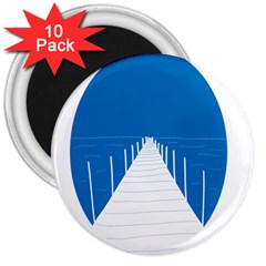 Bridge Sea Beack Blue White 3  Magnets (10 Pack)  by Mariart