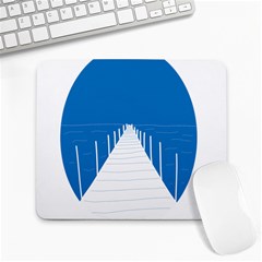 Bridge Sea Beack Blue White Large Mousepads by Mariart