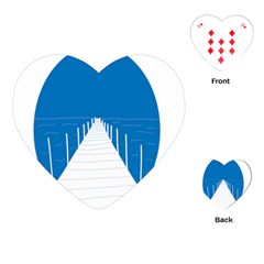 Bridge Sea Beack Blue White Playing Cards (heart)  by Mariart