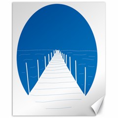 Bridge Sea Beack Blue White Canvas 16  X 20   by Mariart