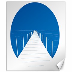 Bridge Sea Beack Blue White Canvas 20  X 24   by Mariart