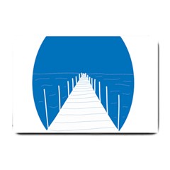 Bridge Sea Beack Blue White Small Doormat  by Mariart