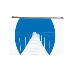 Bridge Sea Beack Blue White Cosmetic Bag (large)  by Mariart