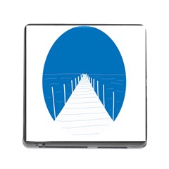 Bridge Sea Beack Blue White Memory Card Reader (square) by Mariart