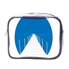 Bridge Sea Beack Blue White Mini Toiletries Bags by Mariart