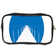 Bridge Sea Beack Blue White Toiletries Bags 2-side by Mariart