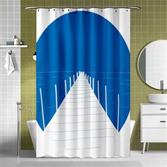 Bridge Sea Beack Blue White Shower Curtain 48  X 72  (small)  by Mariart