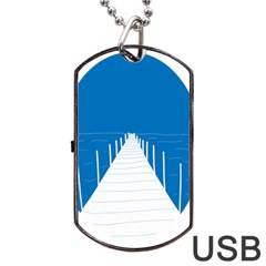 Bridge Sea Beack Blue White Dog Tag Usb Flash (one Side)