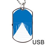 Bridge Sea Beack Blue White Dog Tag USB Flash (One Side) Front