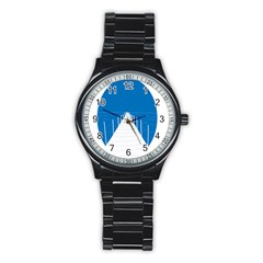 Bridge Sea Beack Blue White Stainless Steel Round Watch by Mariart