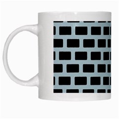 Bricks Black Blue Line White Mugs by Mariart