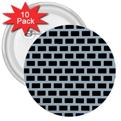 Bricks Black Blue Line 3  Buttons (10 Pack)  by Mariart