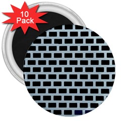 Bricks Black Blue Line 3  Magnets (10 Pack) 