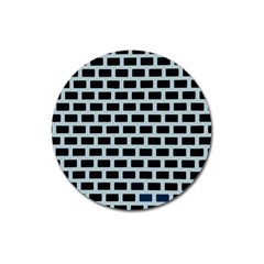 Bricks Black Blue Line Magnet 3  (round)