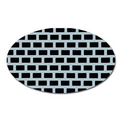 Bricks Black Blue Line Oval Magnet by Mariart