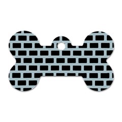 Bricks Black Blue Line Dog Tag Bone (two Sides) by Mariart